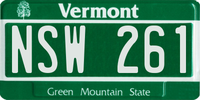 VT license plate NSW261