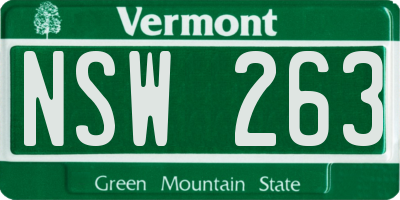 VT license plate NSW263