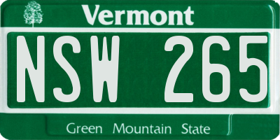 VT license plate NSW265