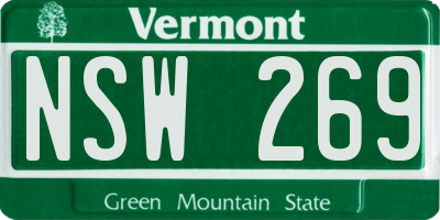 VT license plate NSW269