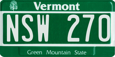 VT license plate NSW270