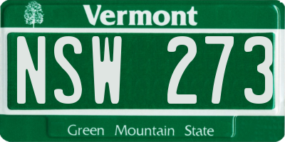 VT license plate NSW273