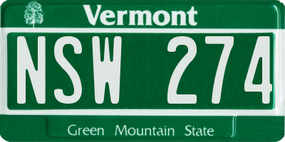 VT license plate NSW274