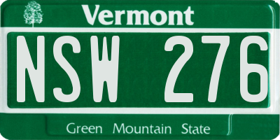 VT license plate NSW276