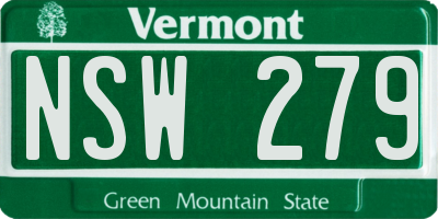 VT license plate NSW279