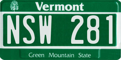 VT license plate NSW281