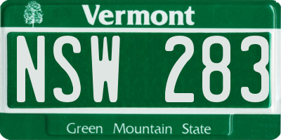 VT license plate NSW283