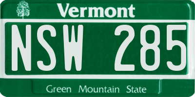 VT license plate NSW285