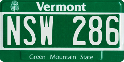 VT license plate NSW286