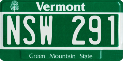 VT license plate NSW291
