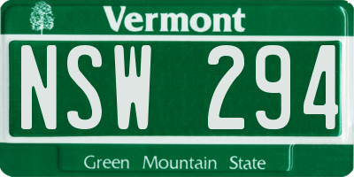 VT license plate NSW294