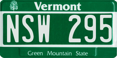 VT license plate NSW295
