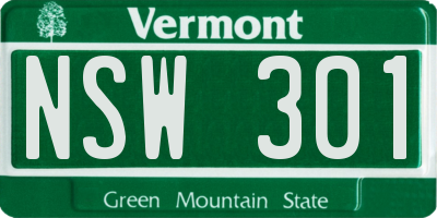 VT license plate NSW301