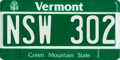 VT license plate NSW302