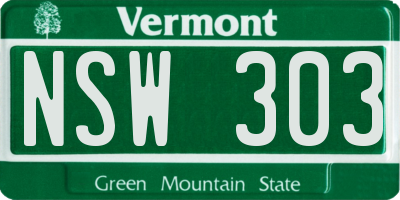 VT license plate NSW303