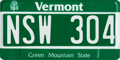 VT license plate NSW304