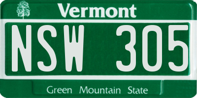 VT license plate NSW305