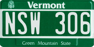 VT license plate NSW306