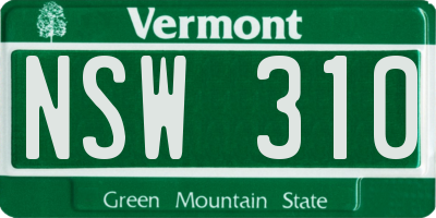 VT license plate NSW310