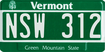 VT license plate NSW312
