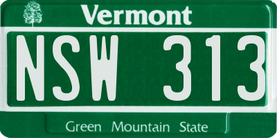VT license plate NSW313