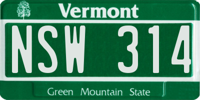 VT license plate NSW314