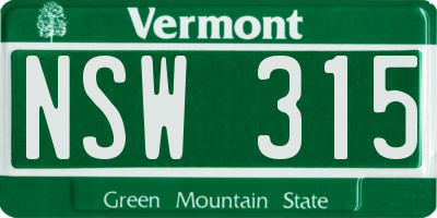VT license plate NSW315