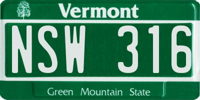VT license plate NSW316