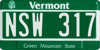 VT license plate NSW317