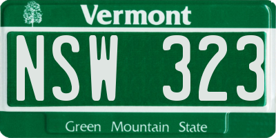 VT license plate NSW323