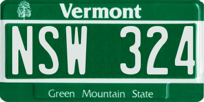 VT license plate NSW324