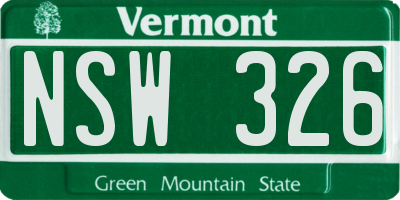 VT license plate NSW326