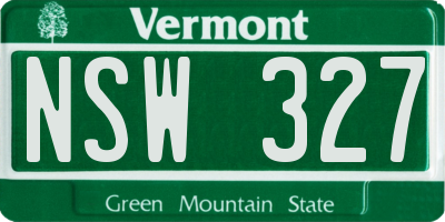 VT license plate NSW327