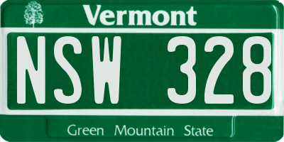 VT license plate NSW328