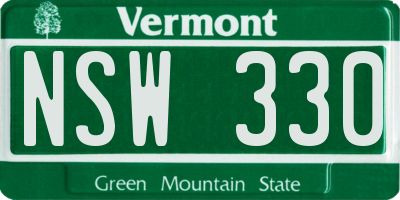 VT license plate NSW330