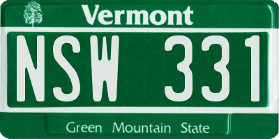 VT license plate NSW331