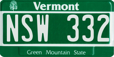 VT license plate NSW332