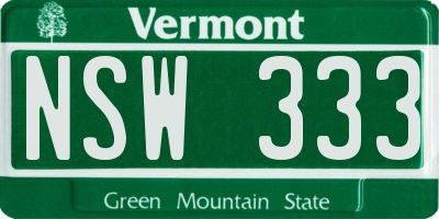 VT license plate NSW333