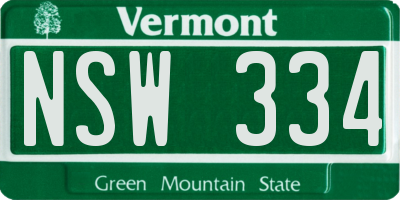 VT license plate NSW334