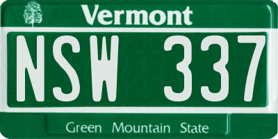 VT license plate NSW337