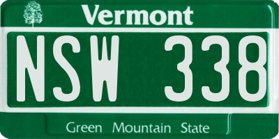 VT license plate NSW338