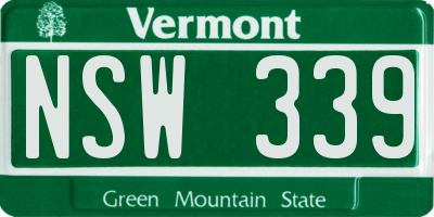 VT license plate NSW339