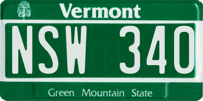 VT license plate NSW340