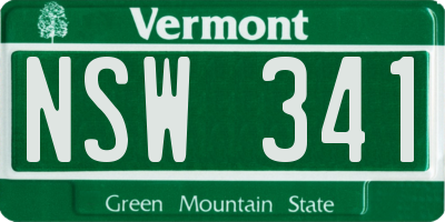 VT license plate NSW341