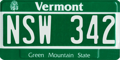 VT license plate NSW342