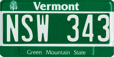 VT license plate NSW343