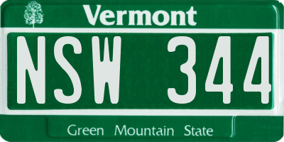 VT license plate NSW344