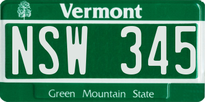 VT license plate NSW345
