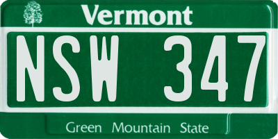 VT license plate NSW347