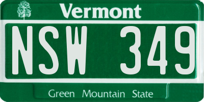 VT license plate NSW349